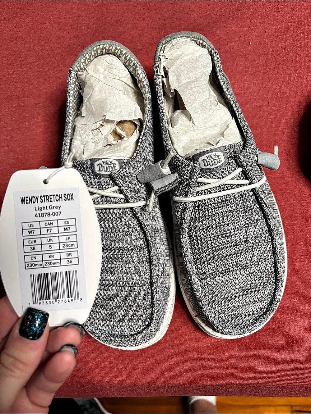 Hey Dude Wendy Stretch Sox Gray women US 7 NWT
